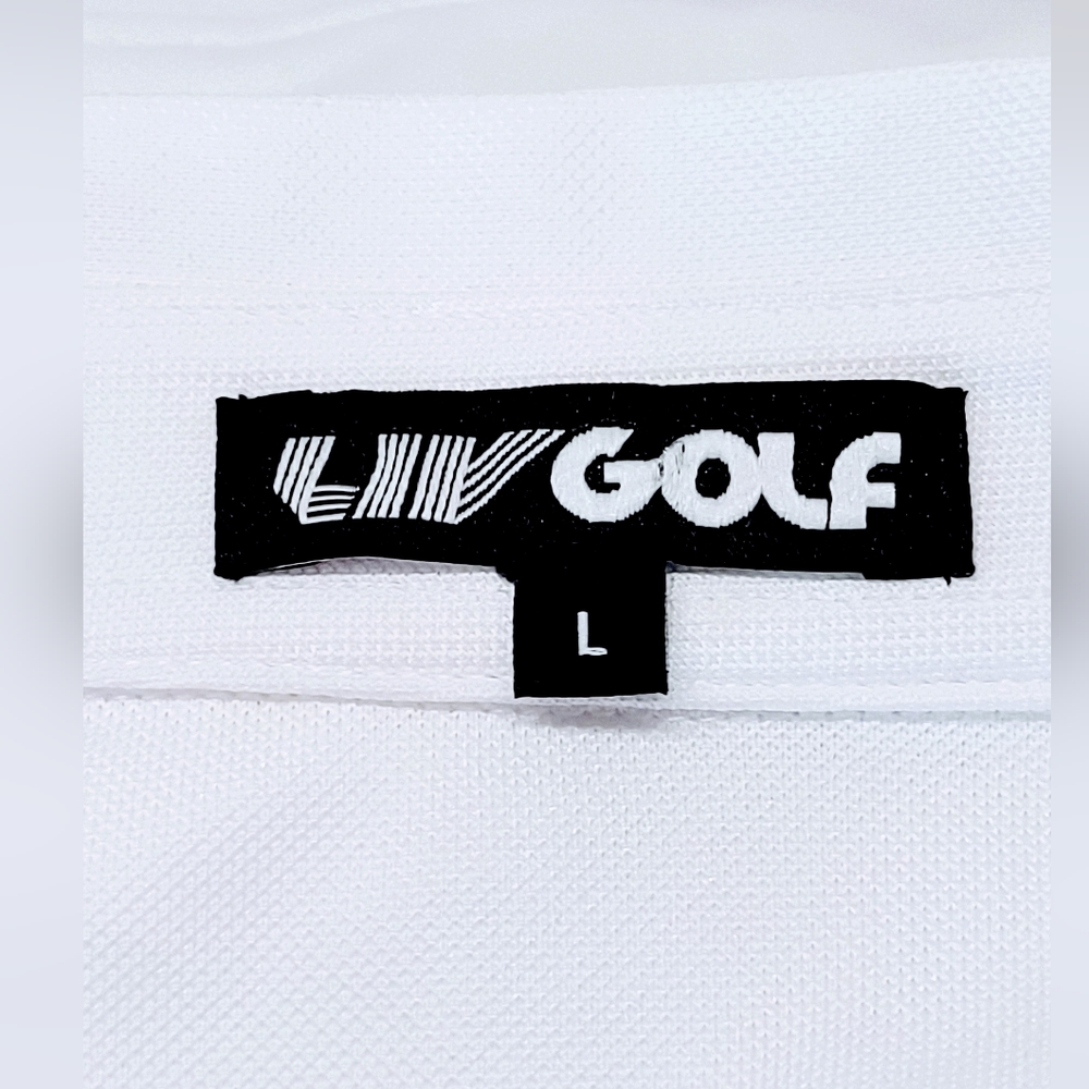 LIV GOLF POLO WHITE WITH GOLD STITCHED LOGO MEN'S SIZE  L - Picture 4 of 6